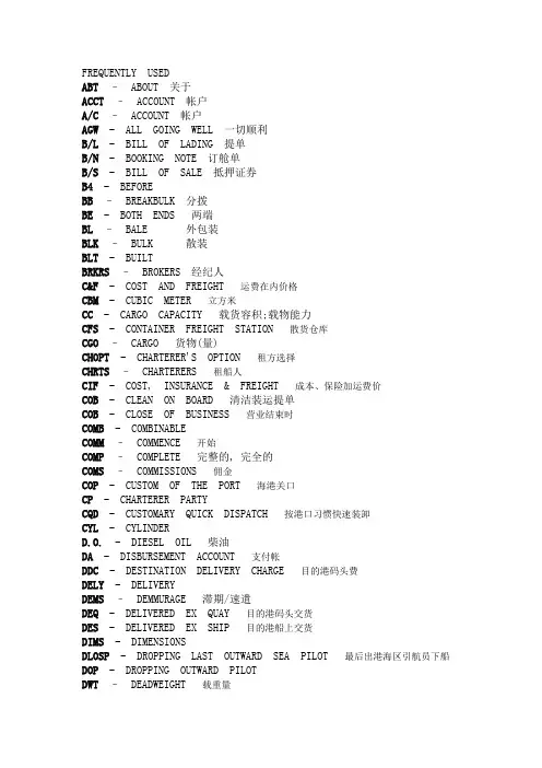 海运常用缩略语