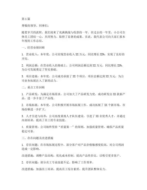 小公司年度汇报总结(3篇)