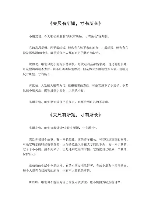 夫尺有所短寸有所长的意思