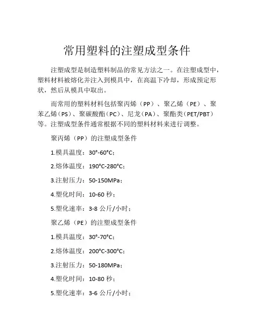 常用塑料的注塑成型条件