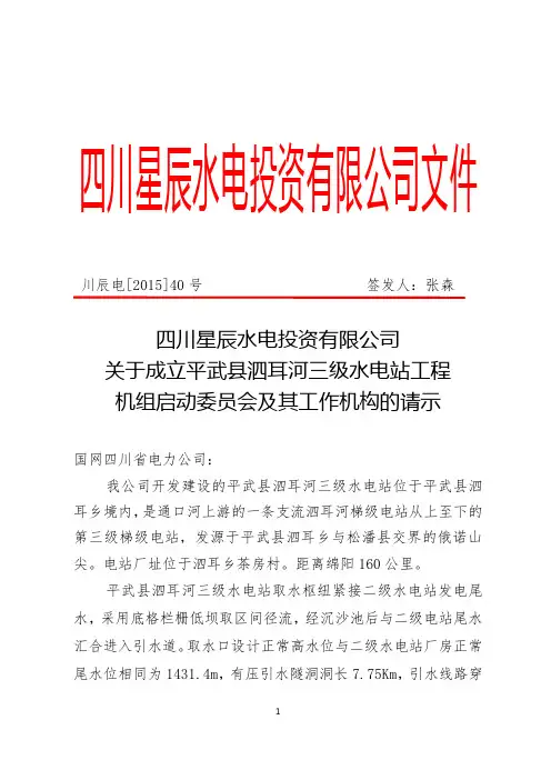 国网省电力公司机组启动验收请示