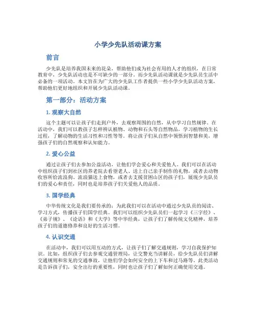 小学少先队活动课方案