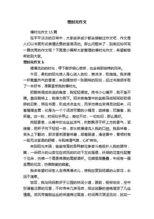 慢时光作文15篇