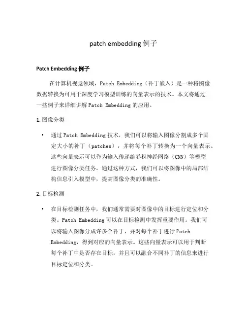 patch embedding 例子