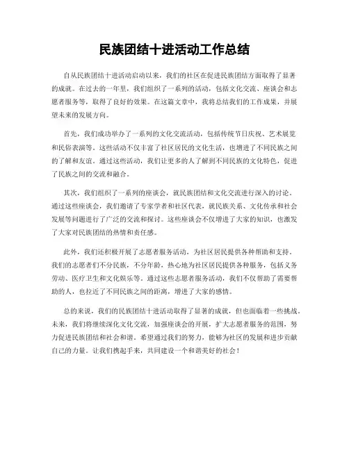 民族团结十进活动工作总结