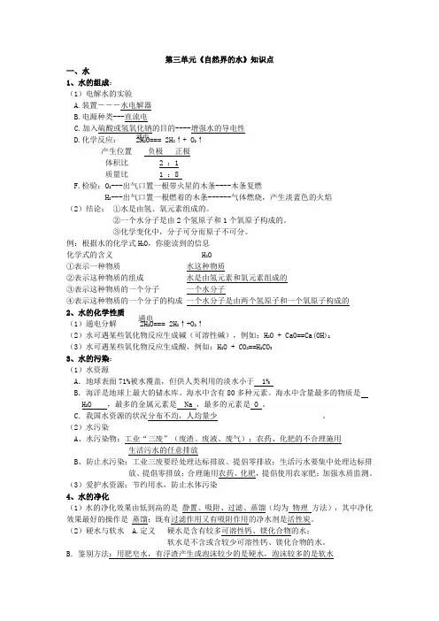 自然界的水知识点总结