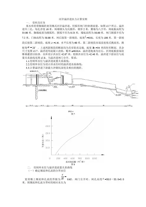 河岸溢洪道水力计算实例