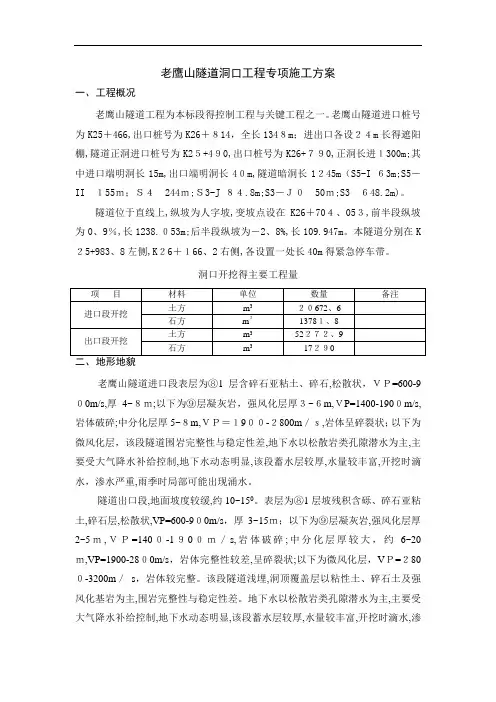隧道洞口开挖专项施工方案