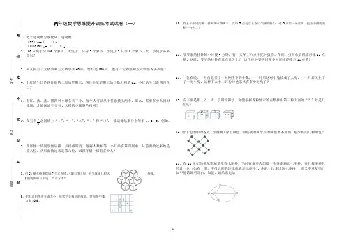小学数学六年级毕业班小升初：六年级数学思维提升训练考试试卷(共9张)