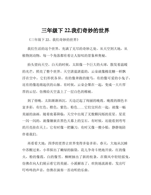 三年级下22.我们奇妙的世界