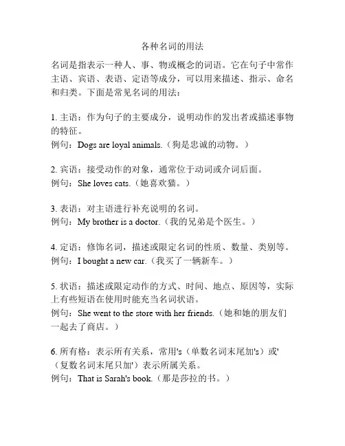 各种名词的用法