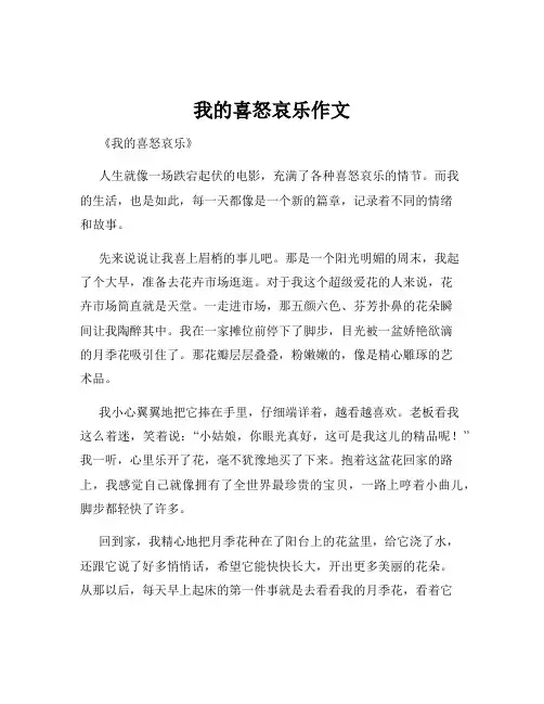 我的喜怒哀乐作文