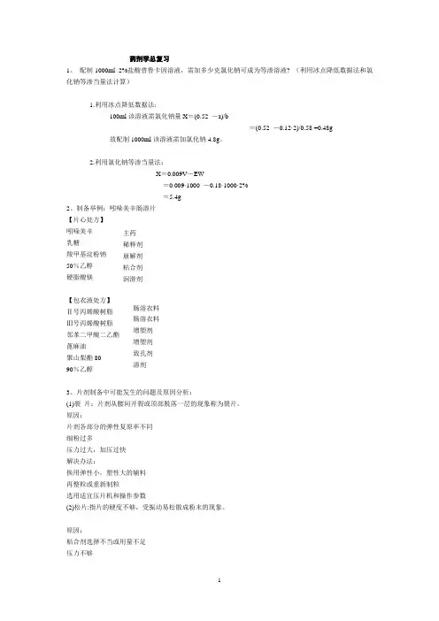 药剂学总复习资料