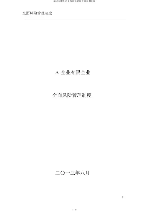 集团有限公司全面风险管理方案实用制度