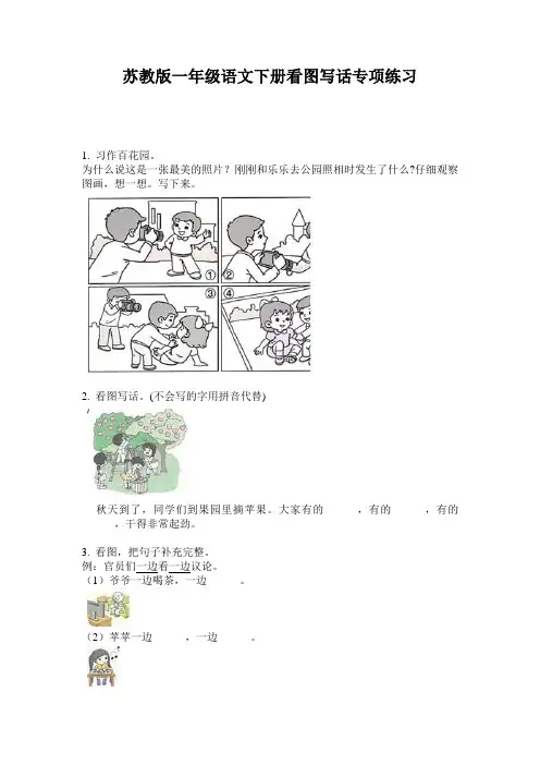 苏教版一年级语文下册看图写话专项练习