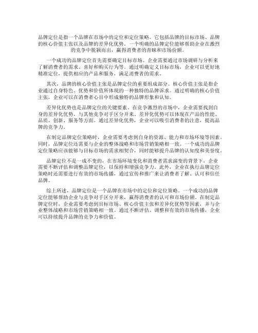 品牌定位 概念