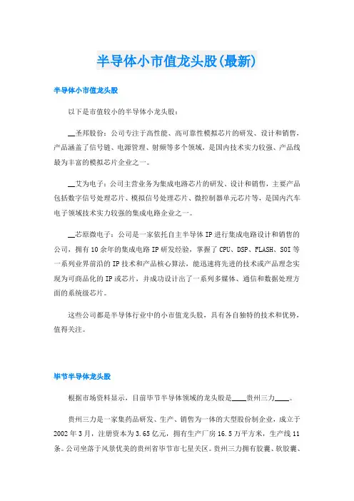 半导体小市值龙头股(最新)