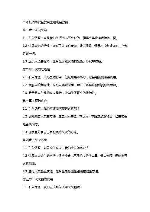 二年级消防安全教育主题班会教案