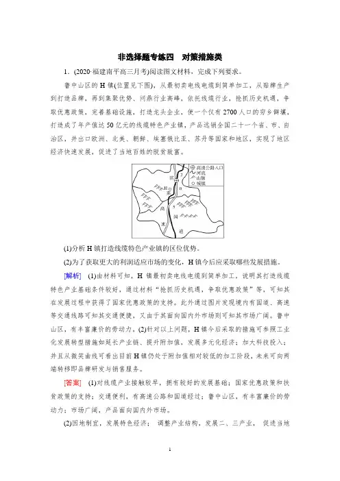 2021高考地理非选择题专练4—对策措施类含答案
