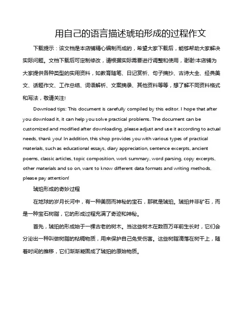 用自己的语言描述琥珀形成的过程作文
