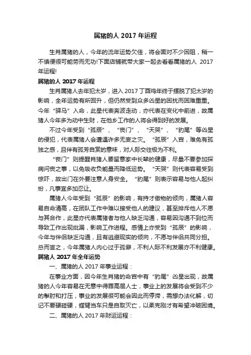属猪的人2017年运程