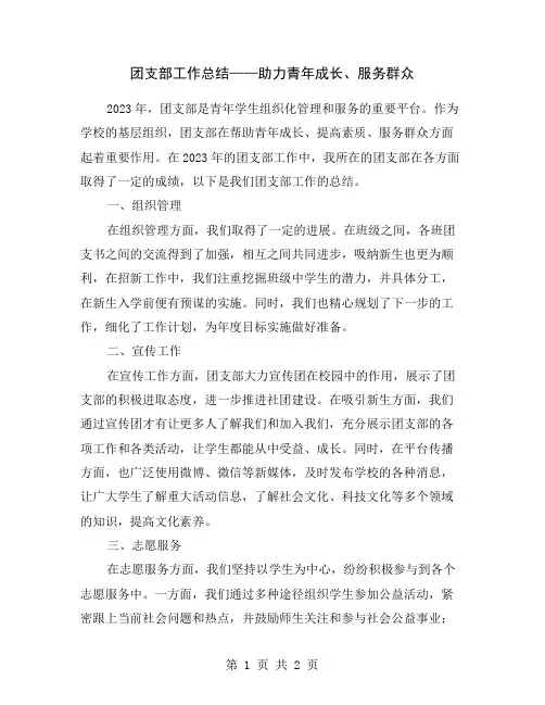 团支部工作总结——助力青年成长、服务群众