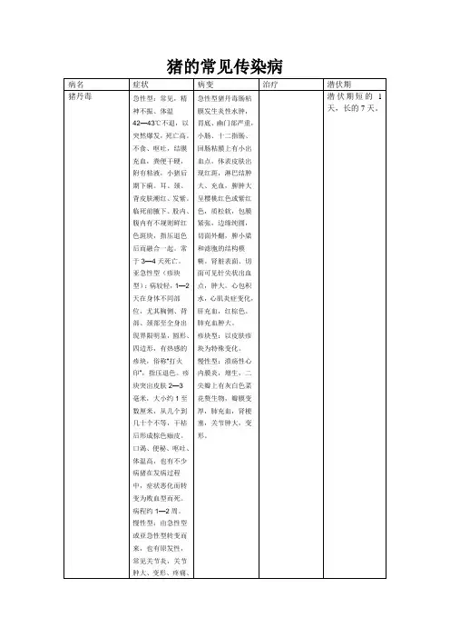 猪的常见传染病