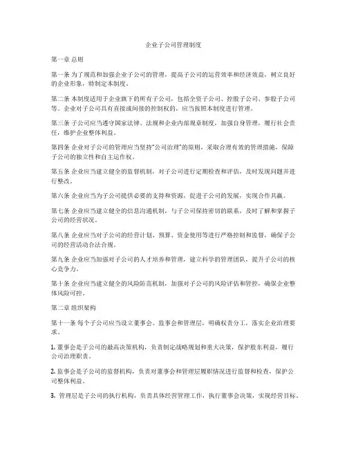 企业子公司管理制度
