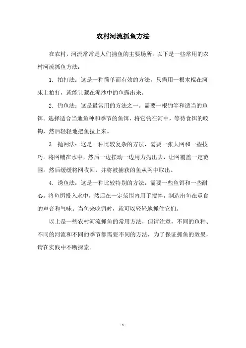 农村河流抓鱼方法