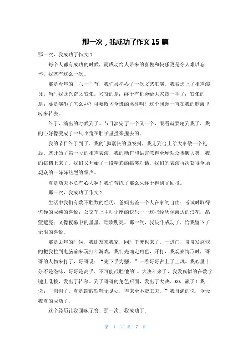 那一次,我成功了作文15篇