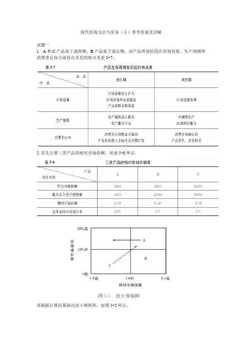 现代咨询方法与实务(五)参考答案及详解.