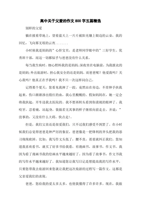 高中关于父爱的作文800字五篇精选