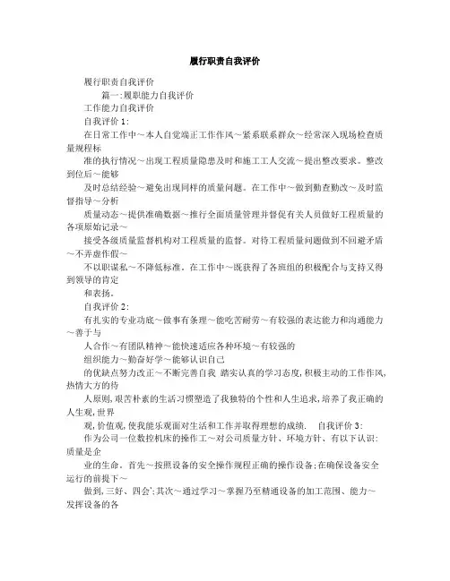 履行职责自我评价