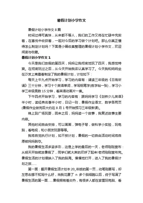暑假计划小学作文
