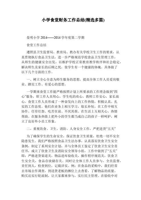 小学食堂财务工作总结(精选多篇)