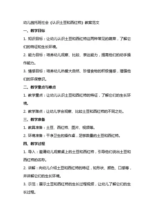 幼儿园托班社会《认识土豆和西红柿》教案范文