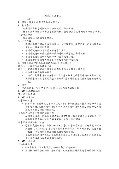 国际经济法重点