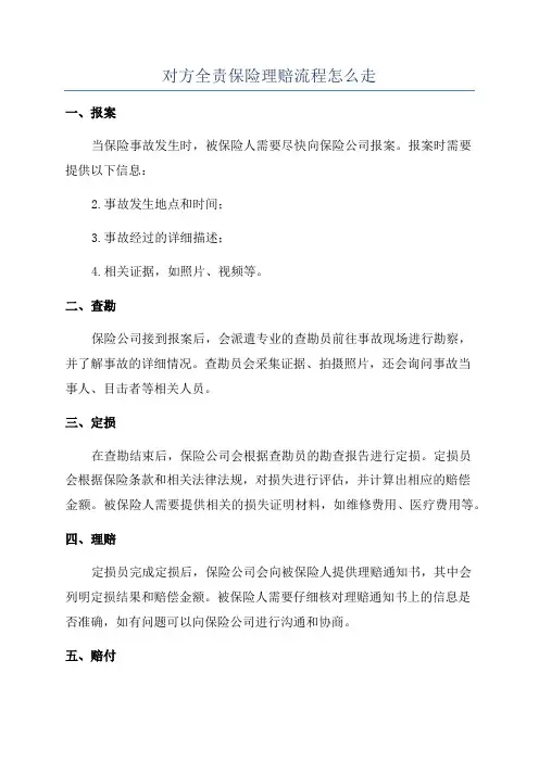 对方全责保险理赔流程怎么走