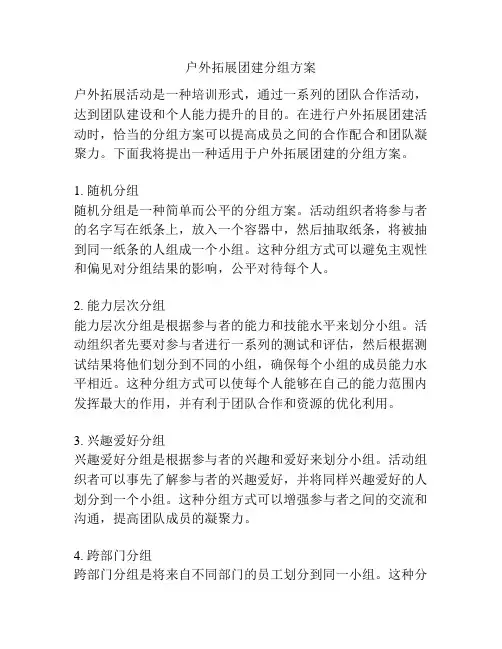 户外拓展团建分组方案