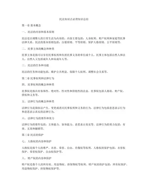 民法知识点必背知识总结