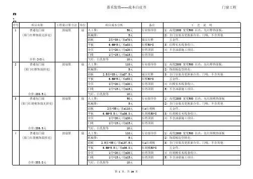家装精装修预算报价指导(含成本分析、计算说明及工艺说明)