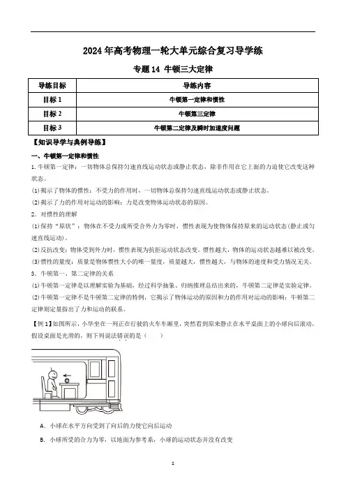 2024高考物理一轮复习牛--顿三大定律(解析版)
