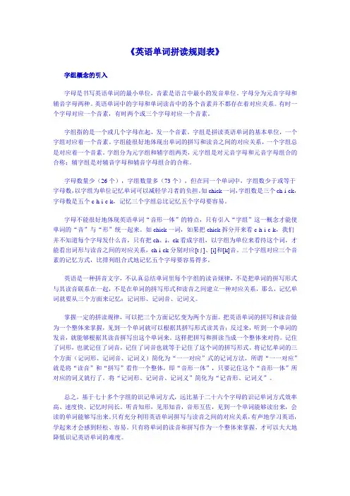 《英语单词拼读规则表》