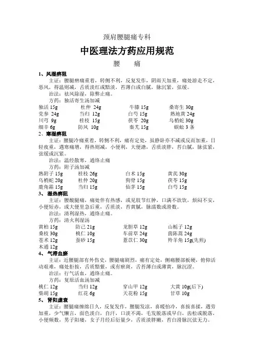 腰椎间盘突出症协定处方