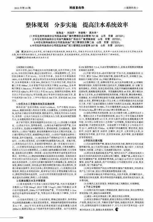 整体规划 分步实施 提高注水系统效率