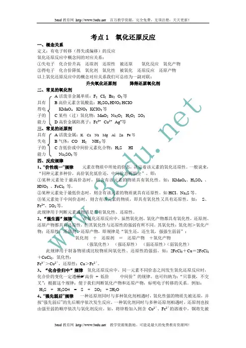 2011届高考化学考点专题归纳复习1