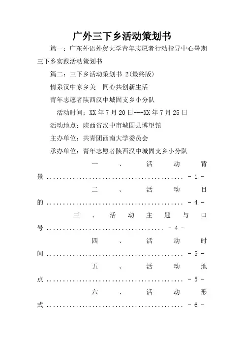 广外三下乡活动策划书