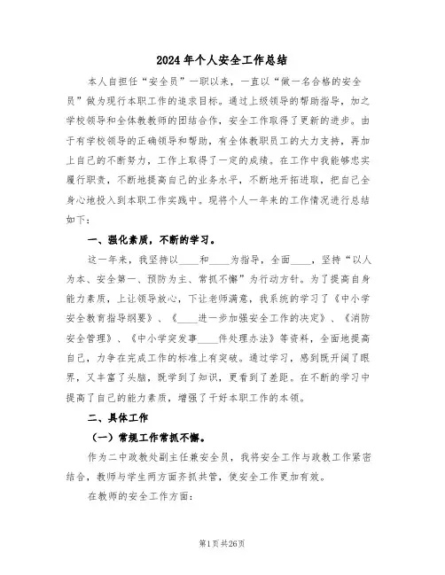 2024年个人安全工作总结(6篇)
