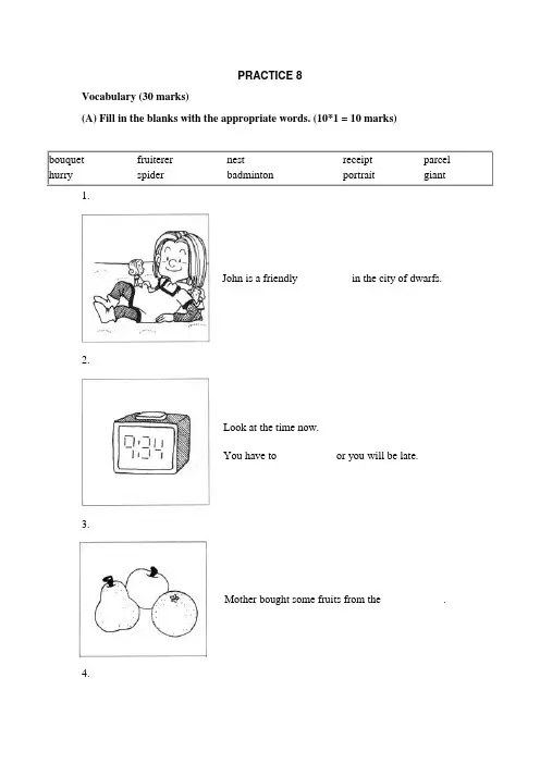 新加坡小学一年级英语试及答案PRACTICE 8