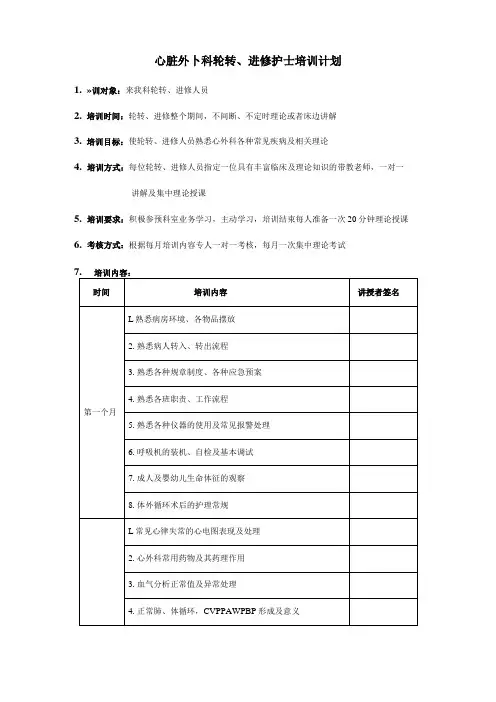 轮转进修护士培训计划
